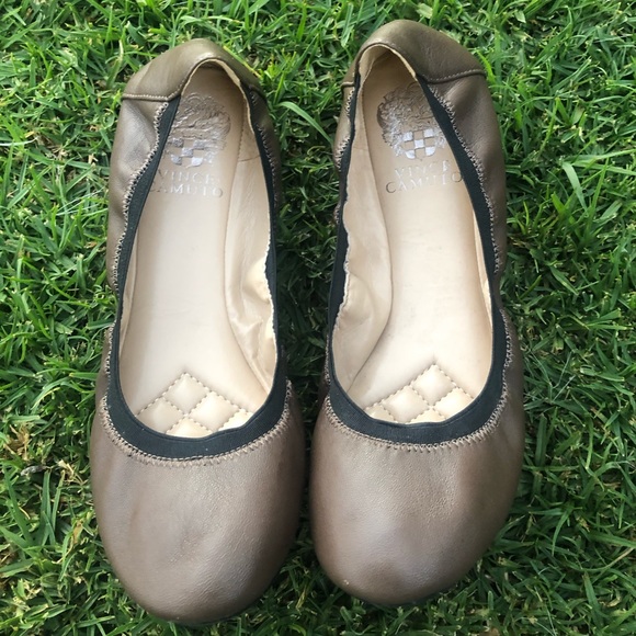Vince Camuto Shoes - Vince Camuto Brindin Brown Leather Ballet Flat